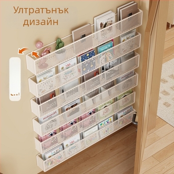 Ултратънък стенен шкаф за съхранение и стелаж за книги, монтиран в пролука зад врата, многоетажен тесен кабинет за детска стая