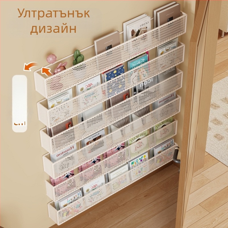 Ултратънък стенен шкаф за съхранение и стелаж за книги, монтиран в пролука зад врата, многоетажен тесен кабинет за детска стая