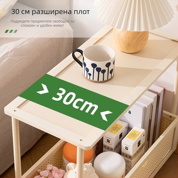 Бамбукова многофункционална нощна масичка-шкаф с колела, модерен минималистичен дизайн за спалня
