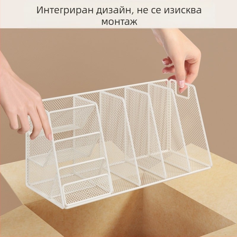 Настолен рафт за книги и органайзер за бюро с голям капацитет за съхранение на документи