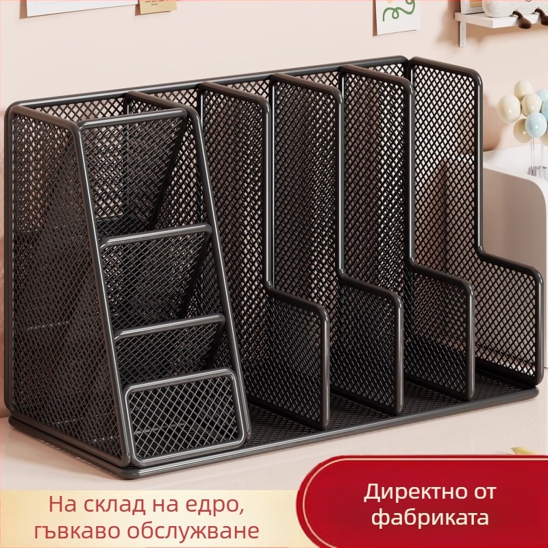 Метален офисен рафт за файлове, многоетажен вертикален стелаж за документи и канцеларски материали, настолен организатор