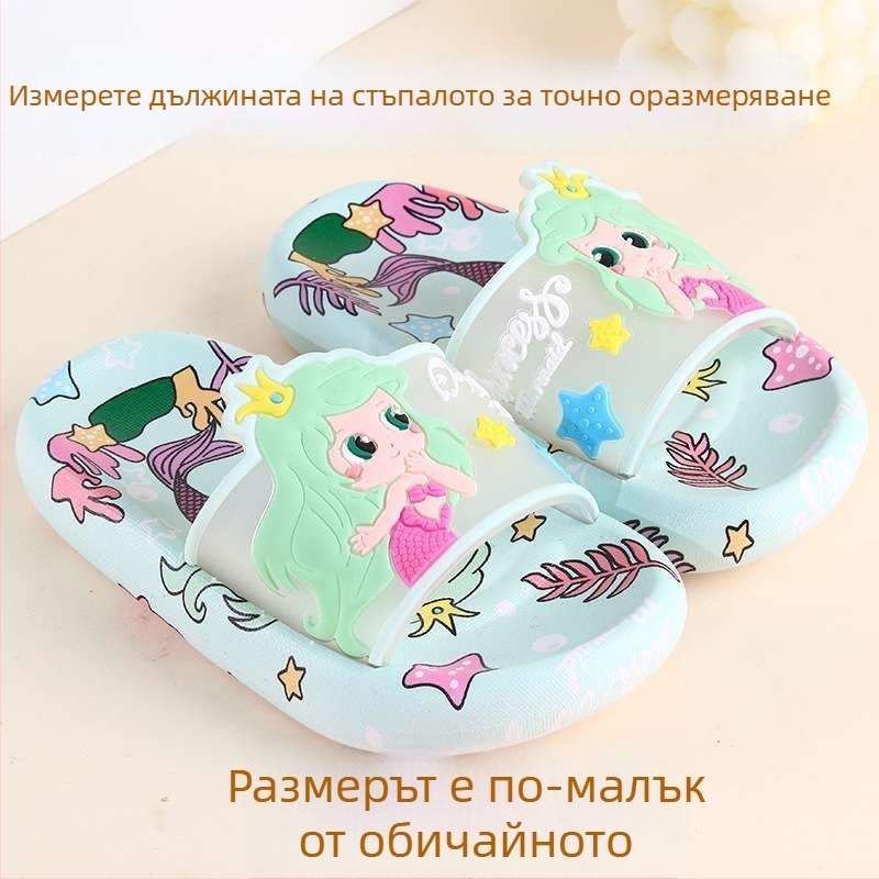 Детски пантофи с принцеса за момичета, вътрешно ползване, нехлъзгаща подметка, лято, мека подметка