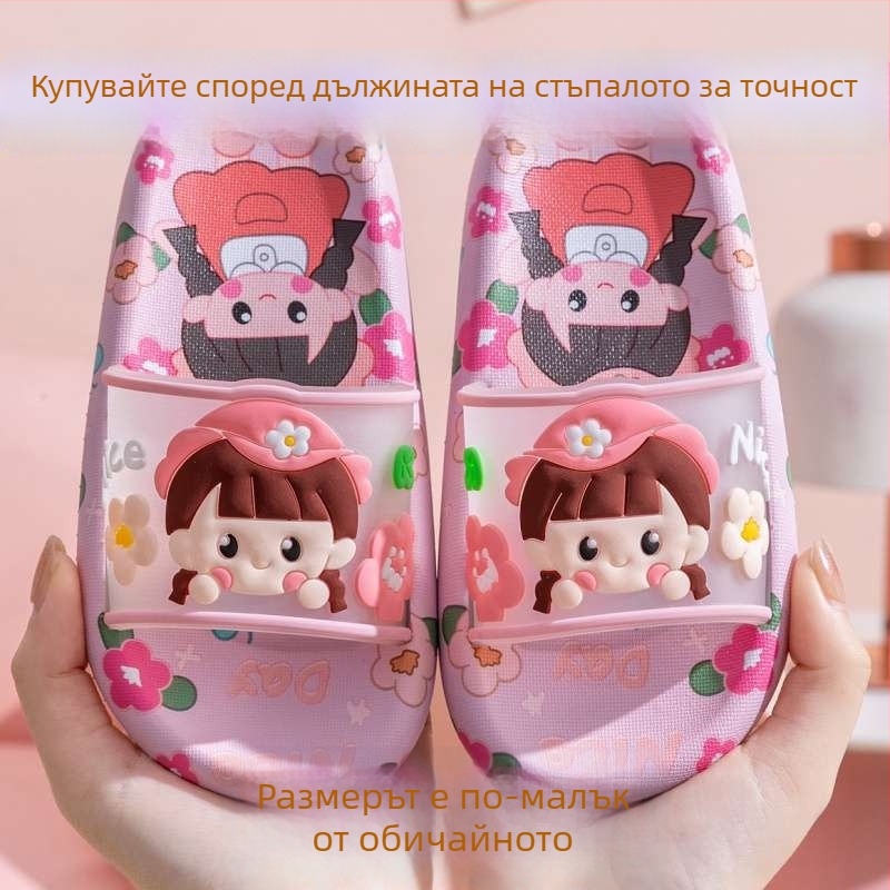 Детски пантофи с принцеса за момичета, вътрешно ползване, нехлъзгаща подметка, лято, мека подметка