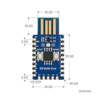 Raspberry Pi RP2040 микроконтролер развоен борд RP2040-One двуядрен процесор Python/C платка