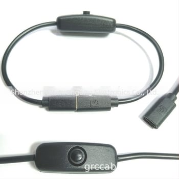 Raspberry Pi 4A високотоков USB разширителен кабел с 501 бутон превключвател, Type-C мъжки‑женски захранващ кабел