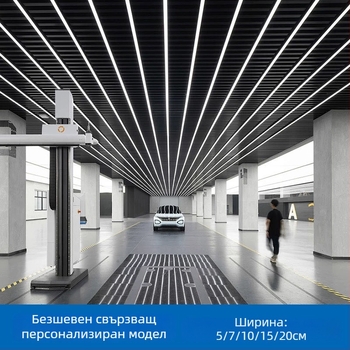 Удължена LED лента с алуминиев квадратен профил, безшевно свързване, висящо осветление за офис, фитнес и салон за красота