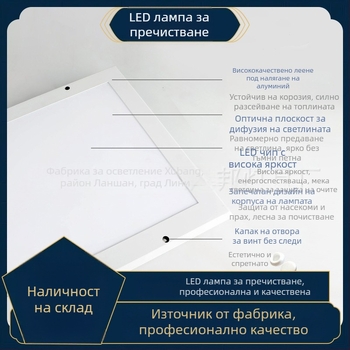 LED лампа за пречистване с алуминиев COB корпус за болници, хранително производство и безпрахови работилници – 300×1200