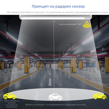 Т8 LED тръба със сензор за микровълнов радар, 1,2 м, ултраярка за подземен гараж