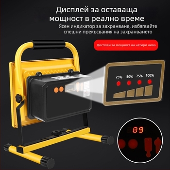 Презареждащ се LED прожектор за домашно аварийно осветление; преносим ултраярък LED фар за извънкътови условия, строителни площадки и къмпинг.