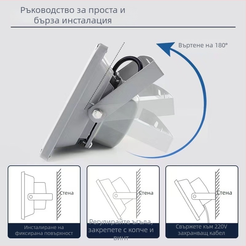 LED външен прожектор за строителни обекти, 100W, IP65 водоустойчив