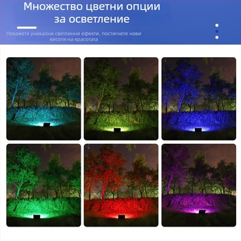 LED прожектор за дърво, водоустойчиво многоцветно осветление за двор и градина