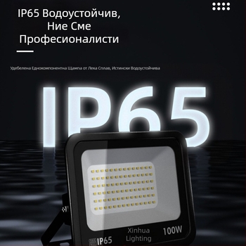 Квадратно ултратънко външно LED прожектор, стенен монтаж, водоустойчив, за работилници и складове.