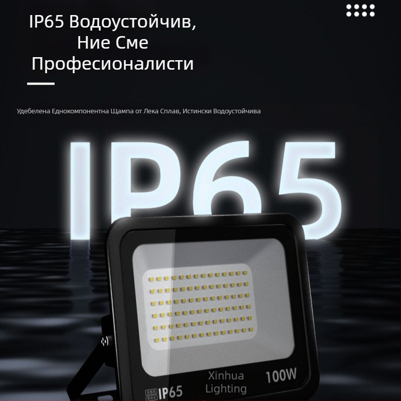 Квадратно ултратънко външно LED прожектор, стенен монтаж, водоустойчив, за работилници и складове.