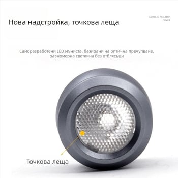 Вградена LED лампа за шкафове с регулируем ъгъл, антиблясък, нисковолтово скрито магнитно кръгло LED осветление за винени шкафове и гардероби