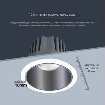 Вградена LED таванна лампа с антиблясък, трицветно димерно управление, 12W/20W, стенно осветление за търговски коридори