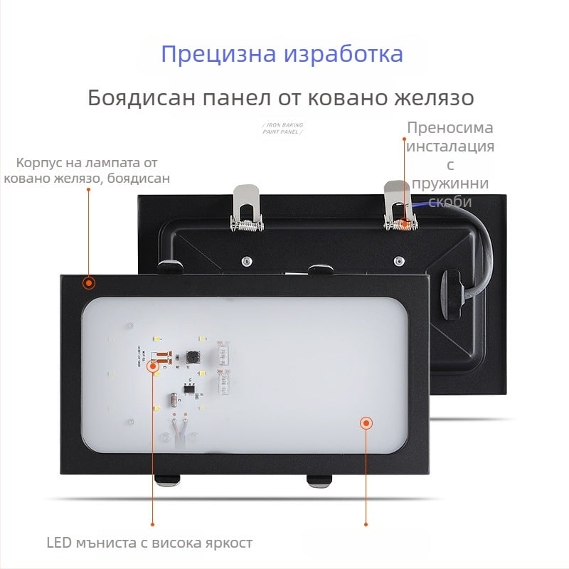 LED таванна лампа с решетка, вградена, черна, квадратна двойна глава downlight, 15x15 см решетка, корпус 10x20 см