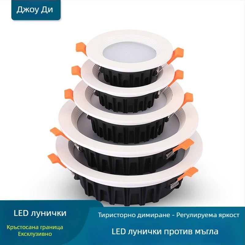 LED таванен даунлайт с триацово димиране, влагозащитен корпус и регулируема яркост за хотели, барове и KTV