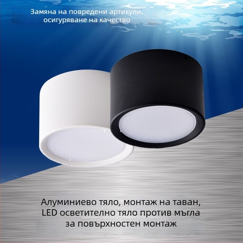 LED осветително тяло за повърхностен монтаж без пробиване, 6–8 инча, за изложбени зали, търговски центрове и магазини.