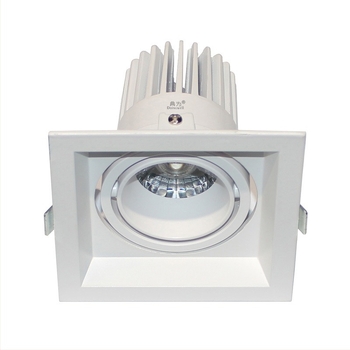 Едноглавен квадратен вграден LED прожектор, 12W/8W, монтажен отвор 95×95 мм, за вили, домове и хотели, квадратна решетъчна лампа
