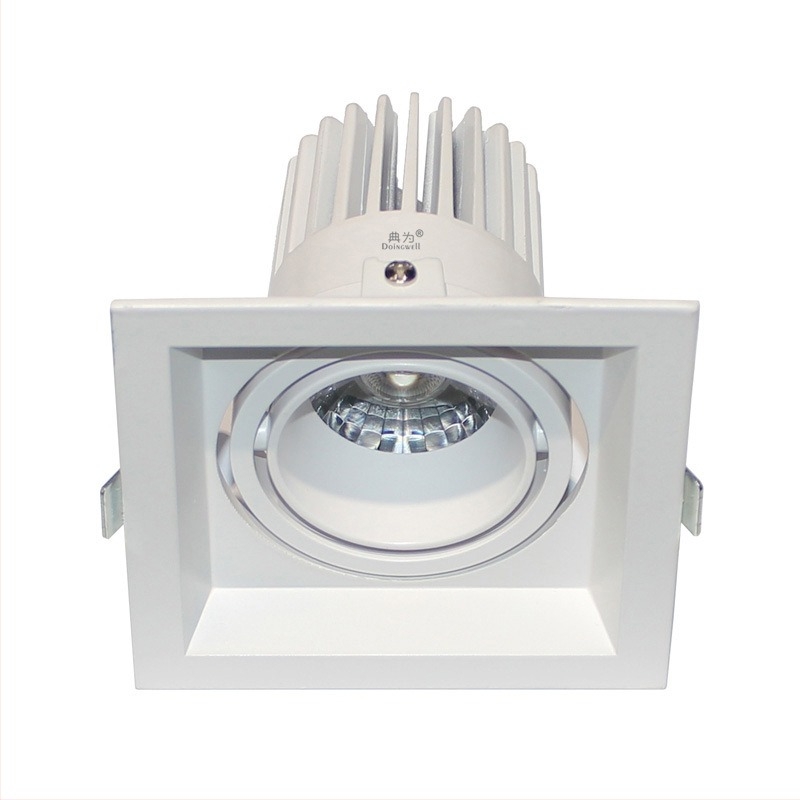 Едноглавен квадратен вграден LED прожектор, 12W/8W, монтажен отвор 95×95 мм, за вили, домове и хотели, квадратна решетъчна лампа