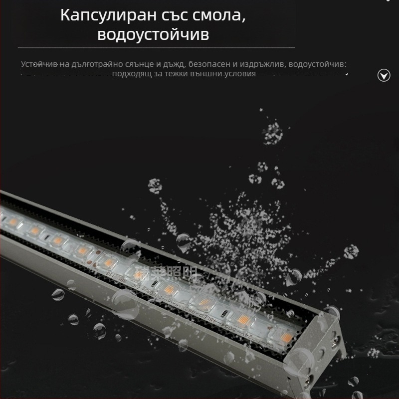 LED линейна светлина за външно осветление, водоустойчива IP65, фасадно осветление с wall washer, алуминиев корпус, контурно осветление на сграда, модел Line light 2829, 24V, 120°