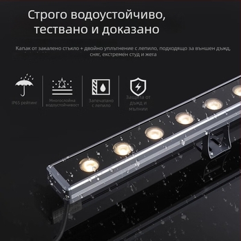 LED ниско напрежение RGB осветител за миене на фасади, 24W, външен водоустойчив линейно осветление за фасада, цветно