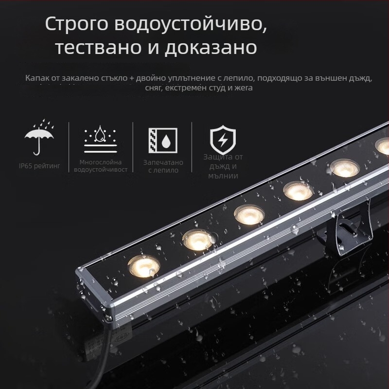 LED ниско напрежение RGB осветител за миене на фасади, 24W, външен водоустойчив линейно осветление за фасада, цветно