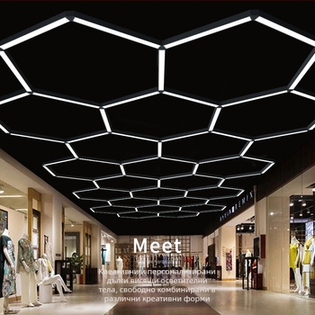 Дълга LED лента в алуминиев канал, модулно линейно осветление за офис, училище, класна стая, фитнес, интернет кафе и мол