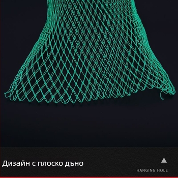 Зелена 18-нишкова мрежеста чанта за риба с плоско дъно; за риба, скариди и раци; сгъваема и лесна за носене