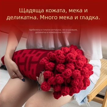 Ръчно плетено сватбено одеяло във формата на букет с рози, китайски стил, диаметър 60 см, 22 цветя, тегло 1000–1499 г, полиестер, готов продукт