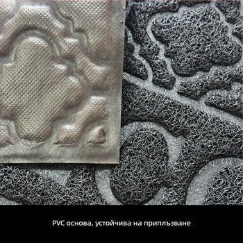 Черна PVC подложка за вход с релефен 3D дизайн, издръжлива за дома, за почистване на прах и избърсване на крака