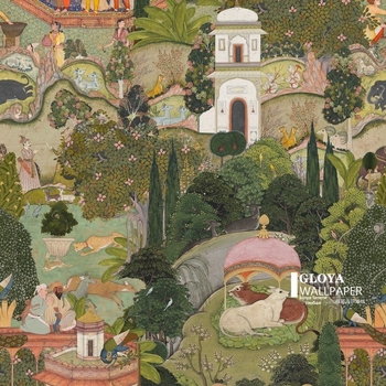 Jaipur Garden тапет в индийски стил, копринен материал, ретро фон, декоративна облицовка за стена