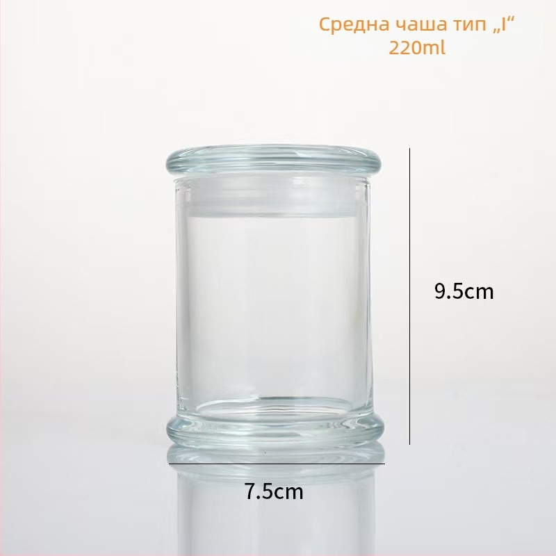 Стъклен държач за ароматна свещ с капак, без пламък, дифузьор с кристални камъни, декоративна стъклена чашка