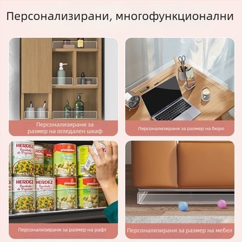 Прозрачен акрилен огледален шкаф с L-образен разделител за съхранение на козметика в банята