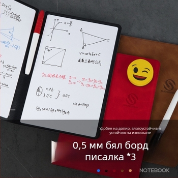 Портативен двустранен записник с бяла дъска, изтриваем за чернови и скици (A5/A4)