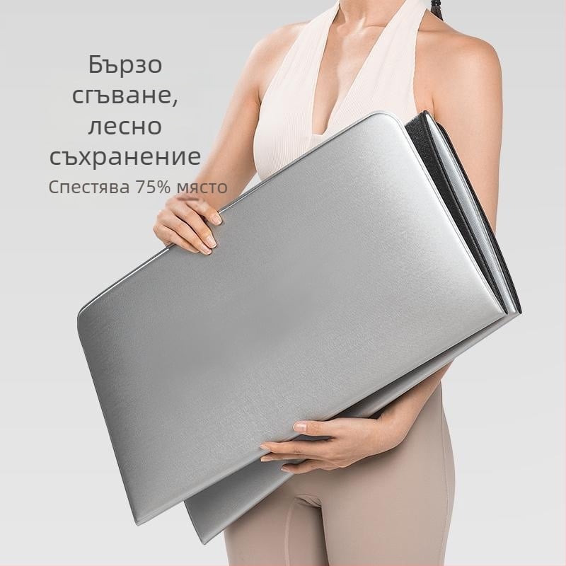 Сгъваема PVC йога постелка, 183 x 61 см, 8 мм, райета, професионално ниво, мъжка фитнес постелка