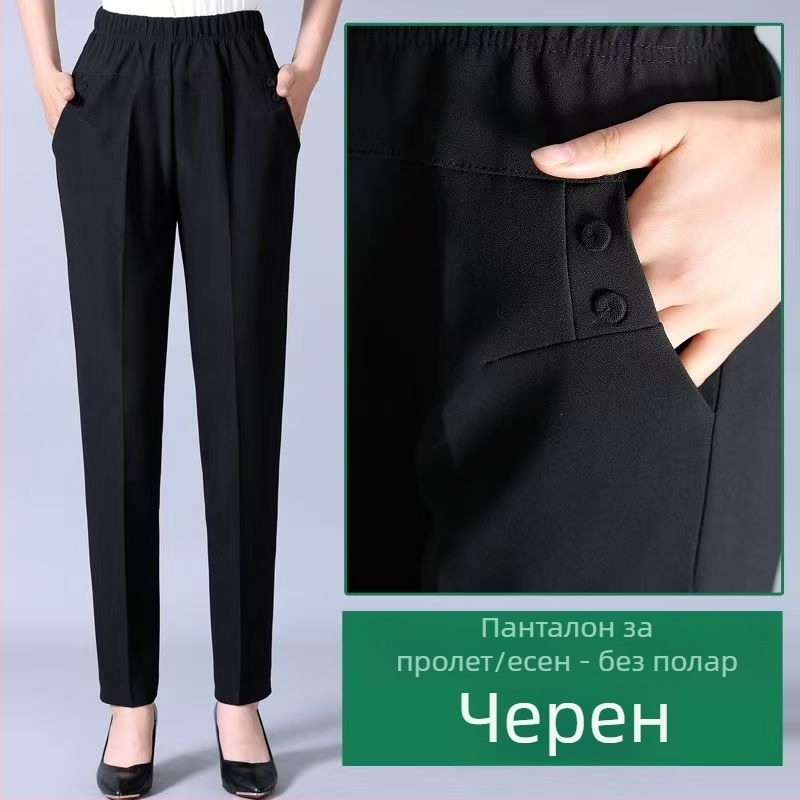 Зимни памучни панталони за възрастни жени, подплатени с флис, топли и свободни, подходящи за малък ръст