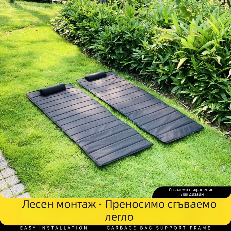 Външно сгъваемо къмпинг легло и водоустойчива подложка за пода, Oxford плат, размери 60×172/163/152 см, за 4–6 души