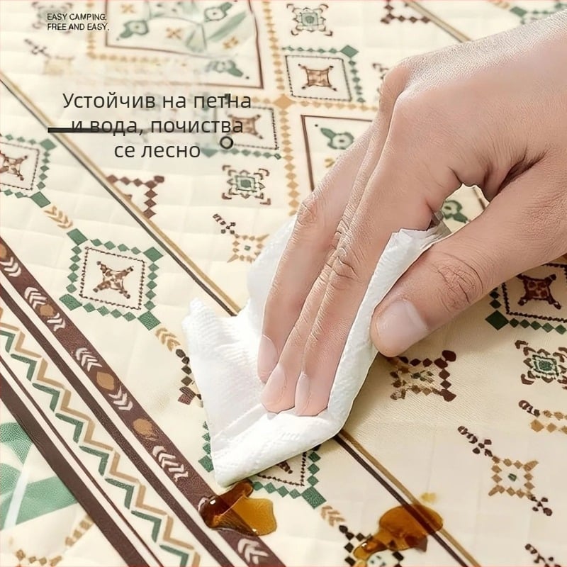 Портативна пикник постелка за къмпинг и открито – противохлъзгаща и влагозащитна, Oxford плат, за 4–6 души, карикатурен принт