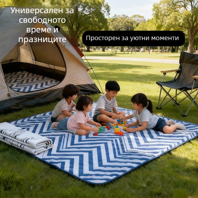 Портативна пикник постелка за къмпинг и открито – противохлъзгаща и влагозащитна, Oxford плат, за 4–6 души, карикатурен принт
