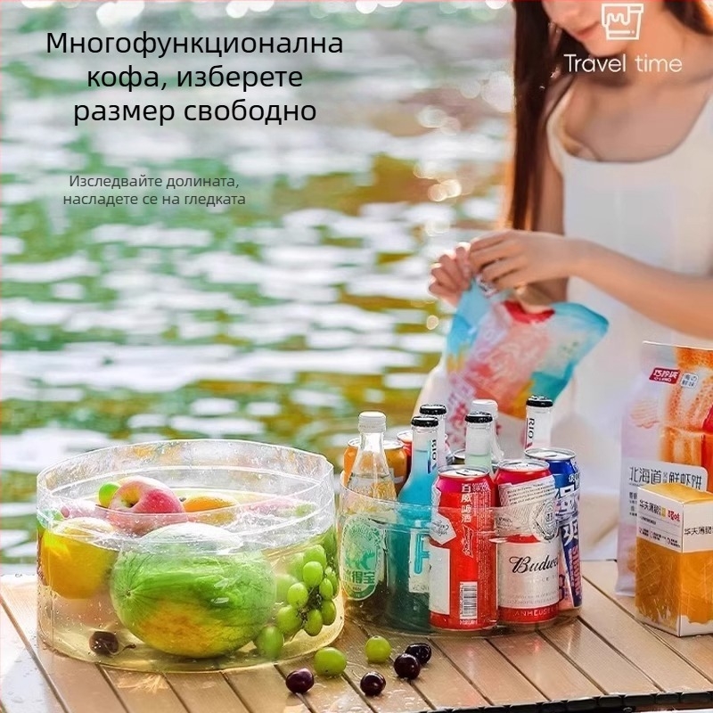 Еднократен сгъваем съд за пътуване: портативна мивка за пране и лице, водна кофа, торба за пране и кофа за накисване на крака