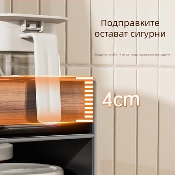 Кухненски рафт за подправки за ъгъл на плота – органайзер за буркан със сол, бутилка за олио, съдове за сос и оцет и капаци