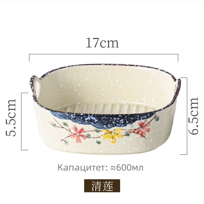 Керамична салатна купа с две дръжки, мултифункционална купа за нудели, паста и плодове, микровълнова безопасна
