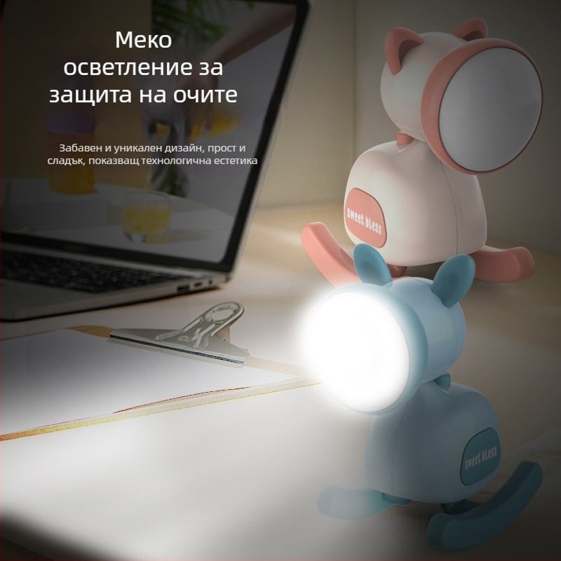 Нощна лампа с образ на дървено конче, USB зареждане, настолен декоративен предмет, LED мини