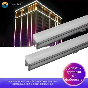 LED външно осветление за очертания на сгради, парапети и мостове – водоустойчива линейна светлина, DC24V, IP67, дължина 1000 мм, 120° лъч, DMX512 димер, алуминиев корпус, монохромна или цветна
