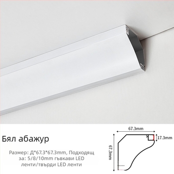 LED линейна светлинна лента за измиване на стени, дневна стая, повърхностно монтирана, алуминиев канал с гипсов кант