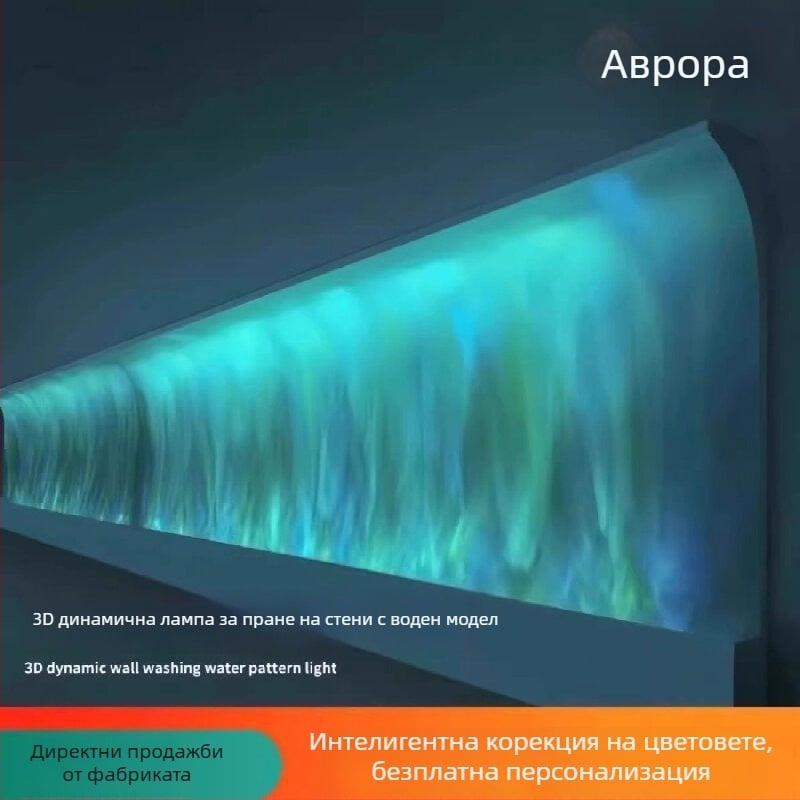 LED стенна лампа с воден модел, 3D динамична стена-измиваща лампа, амбиентно осветление за спалня и дневна, подходяща за караоке бар