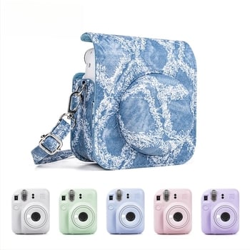 Instax Mini12 чанта за камера, деним стил, преносим защитен калъф за камера и съхранение на дигитални аксесоари
