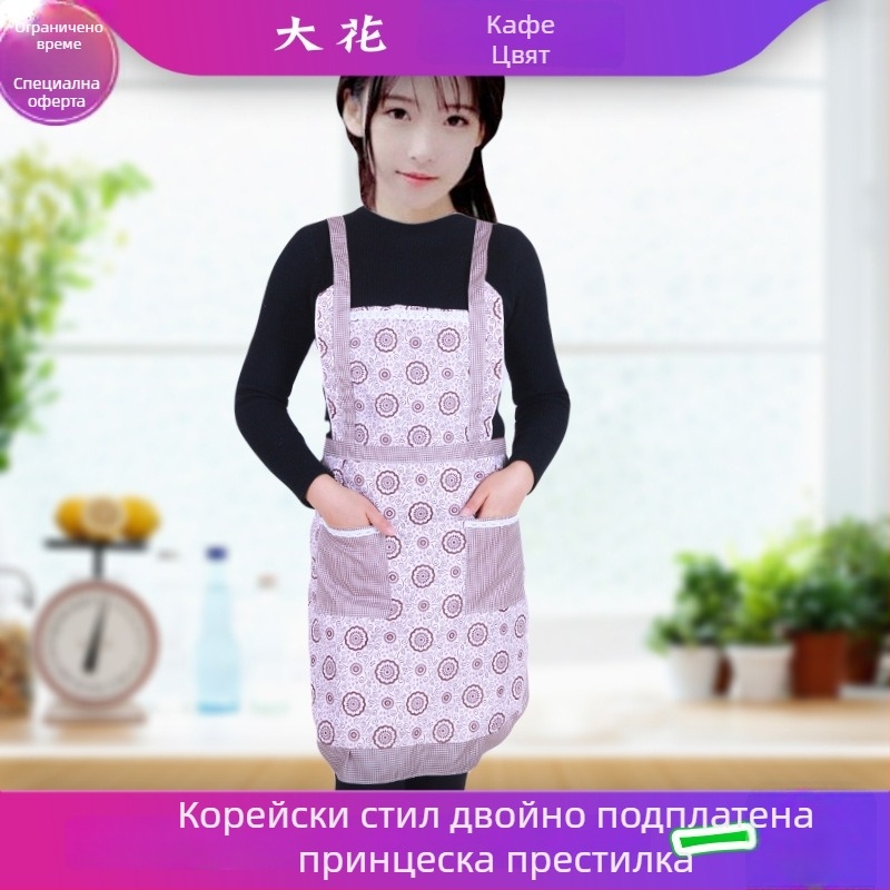 Безръкав фартук за кухня в корейски стил, принт Peach-skin велур, за домашна употреба.