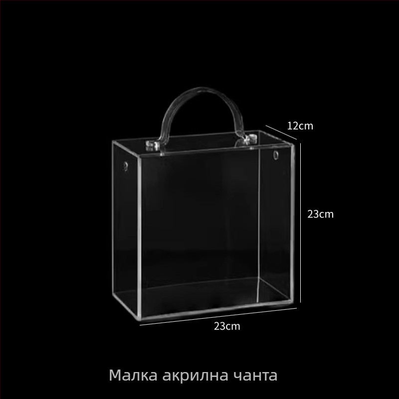 Квадратна прозрачна акрилна кутия за цветя и плодове – луксозна витрина за подаръци и букети, подходяща за вечни цветя